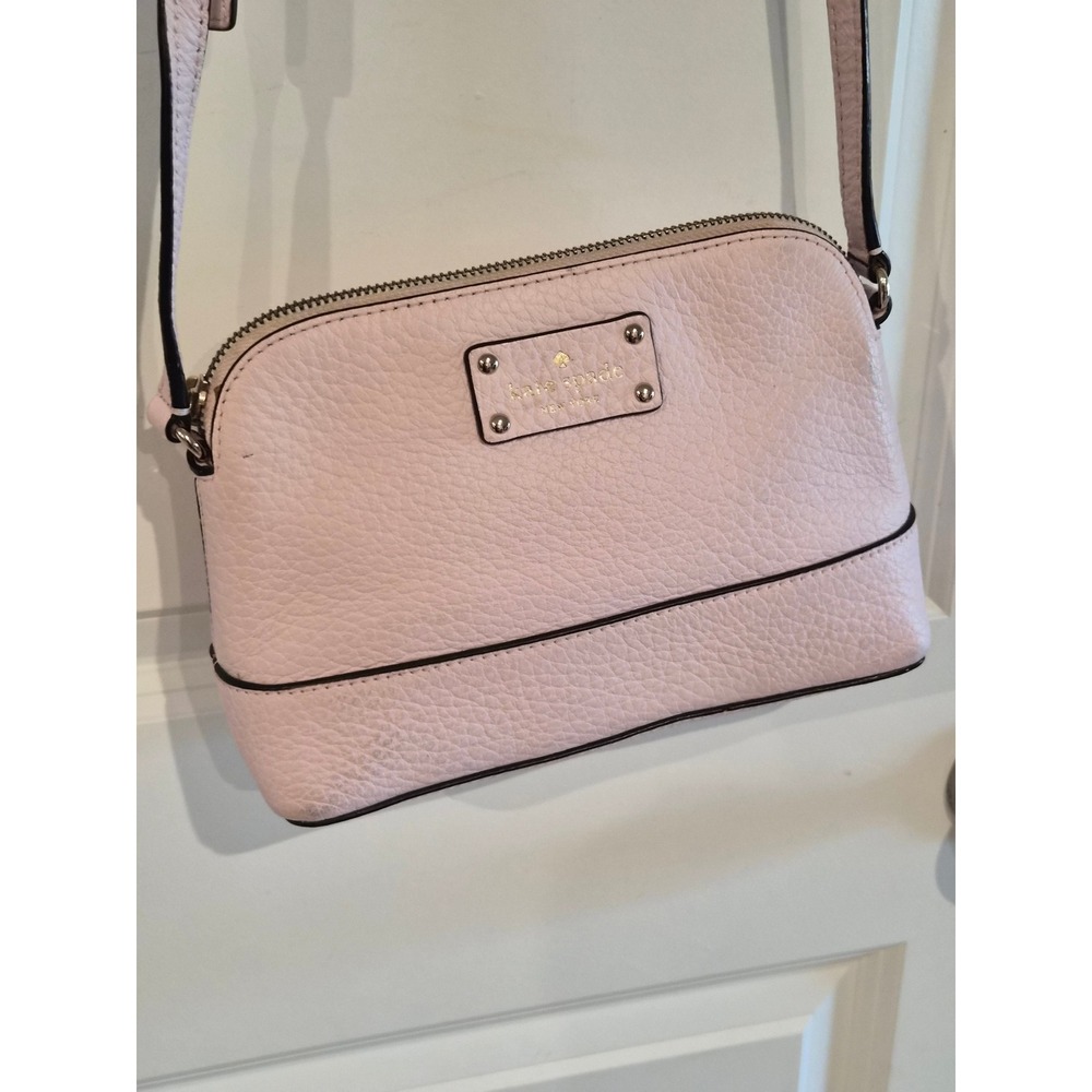 Kate Spade New York Pink Pebbled Leather Dome Crossbody Bag Blush Gold Logo